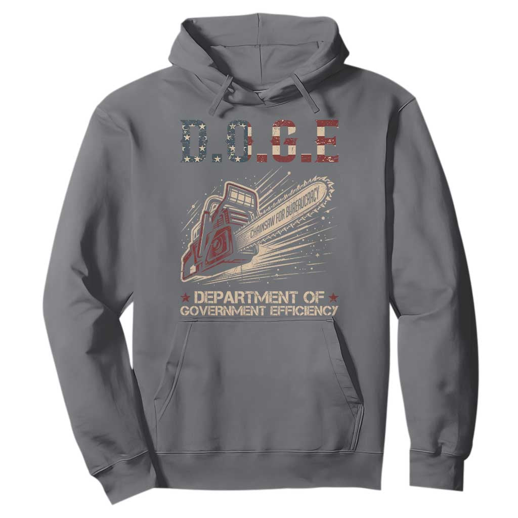Chainsaw For Bureaucracy Hoodie Funny DOGE USA Flag TS02 Charcoal Print Your Wear