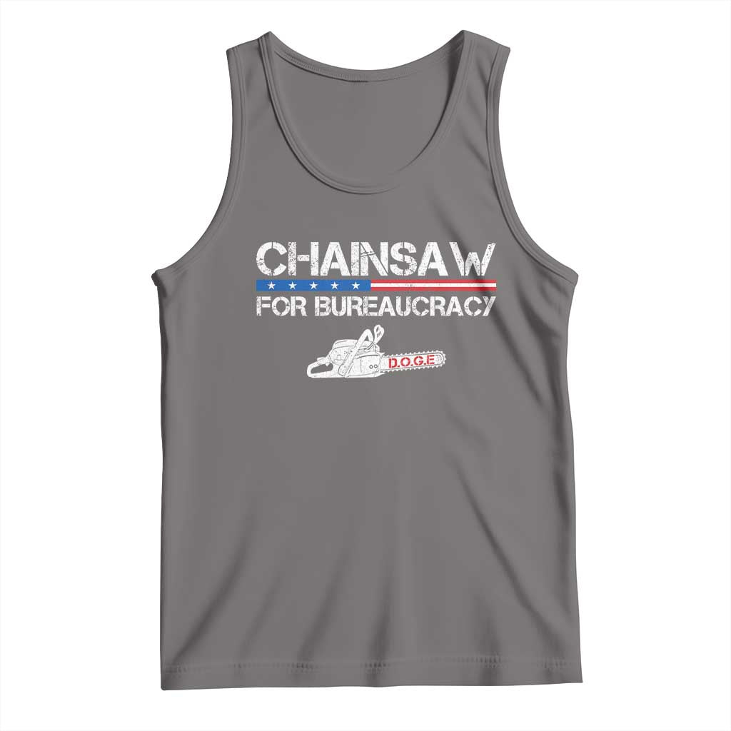 Chainsaw For Bureaucracy Tank Top DOGE Department Of Government TS02 Deep Heather Print Your Wear