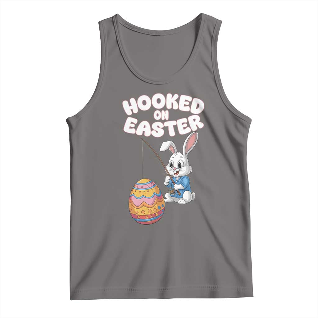 Cute Bunny Fishing Tank Top Hooked for Easter Eggs Funny Holiday TS02 Deep Heather Print Your Wear