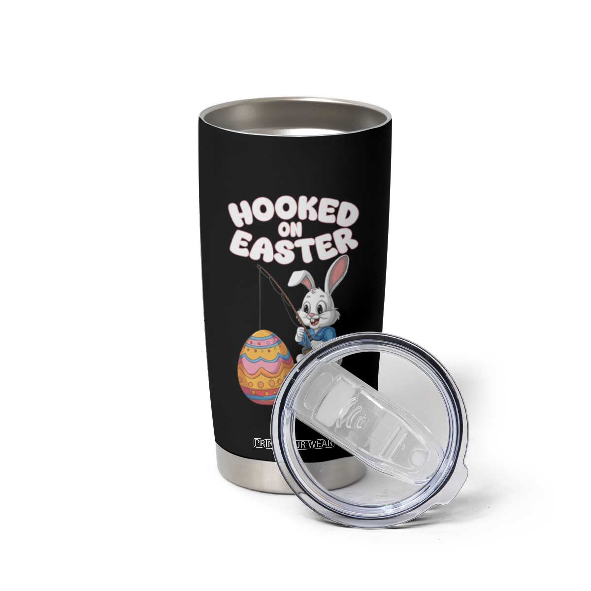 Cute Bunny Fishing Tumbler Cup Hooked for Easter Eggs Funny Holiday TS02 Print Your Wear