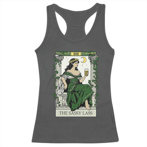 The Sassy Lass Tarot Card Racerback Tank Top Funny St Patrick's Day TS02 Dark Heather Print Your Wear
