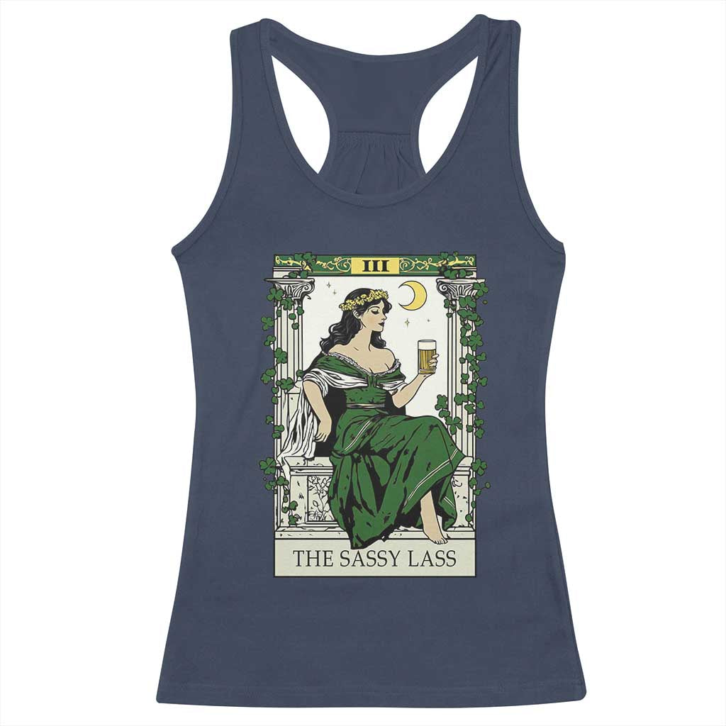 The Sassy Lass Tarot Card Racerback Tank Top Funny St Patrick's Day TS02 Navy Print Your Wear