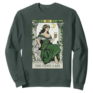 The Sassy Lass Tarot Card Sweatshirt Funny St Patrick's Day TS02 Dark Forest Green Print Your Wear