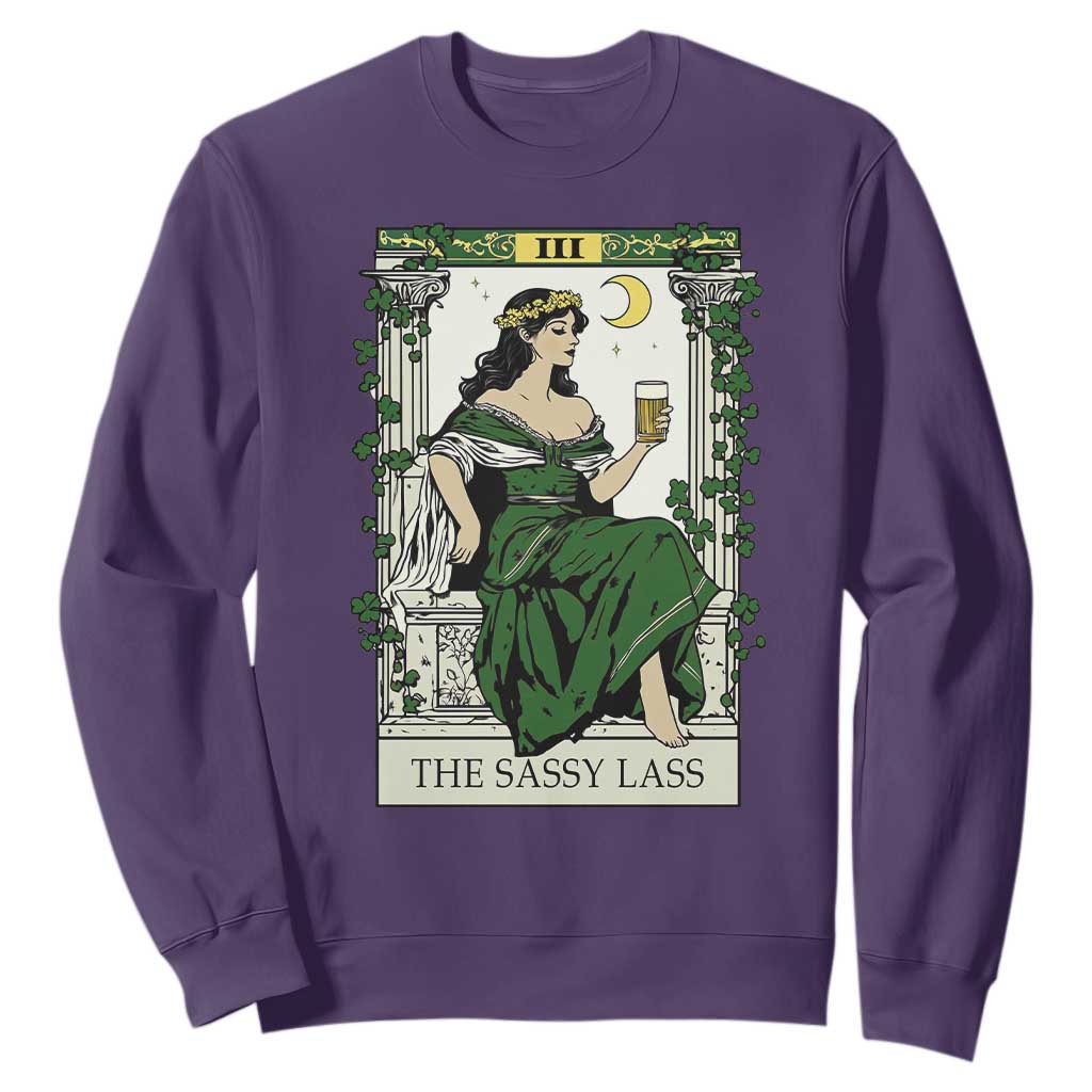 The Sassy Lass Tarot Card Sweatshirt Funny St Patrick's Day TS02 Purple Print Your Wear