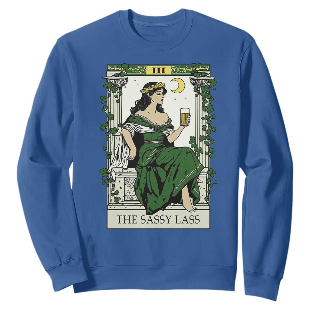 The Sassy Lass Tarot Card Sweatshirt Funny St Patrick's Day TS02 Royal Blue Print Your Wear