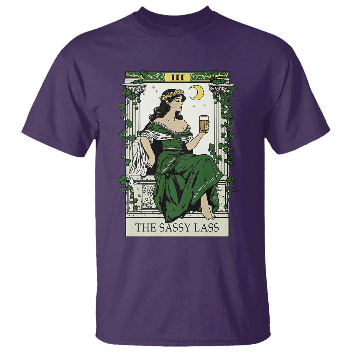 The Sassy Lass Tarot Card T Shirt Funny St Patrick's Day TS02 Purple Print Your Wear