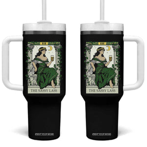 The Sassy Lass Tarot Card Tumbler With Handle Funny St Patrick's Day TS02 One Size: 40 oz Black Print Your Wear
