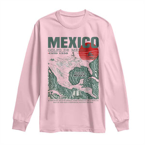 Gulf of Mexico Estd 1550 Long Sleeve Shirt Golfo De Mexico Historic Map Retro Graphic TS02 Light Pink Print Your Wear