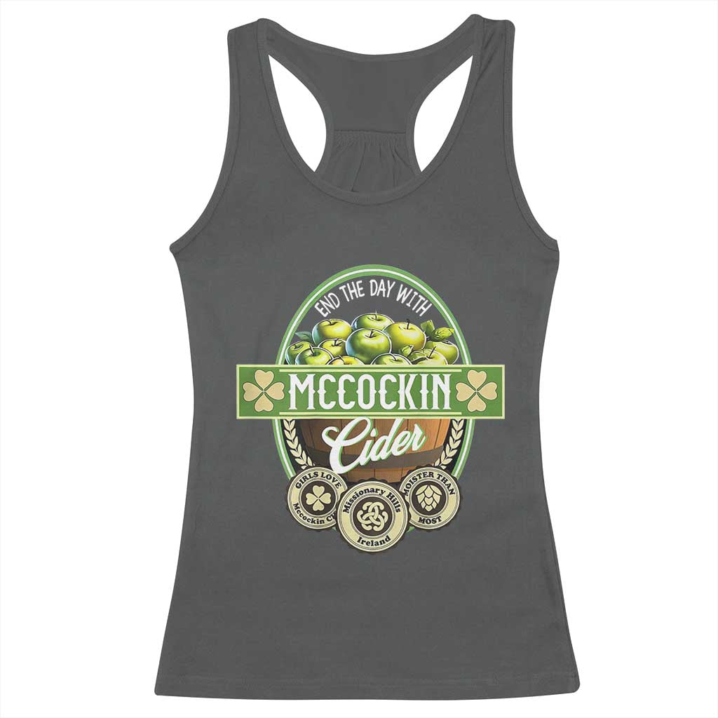 Mccockin Cider Racerback Tank Top Funny St Patrick's Day TS02 Dark Heather Print Your Wear