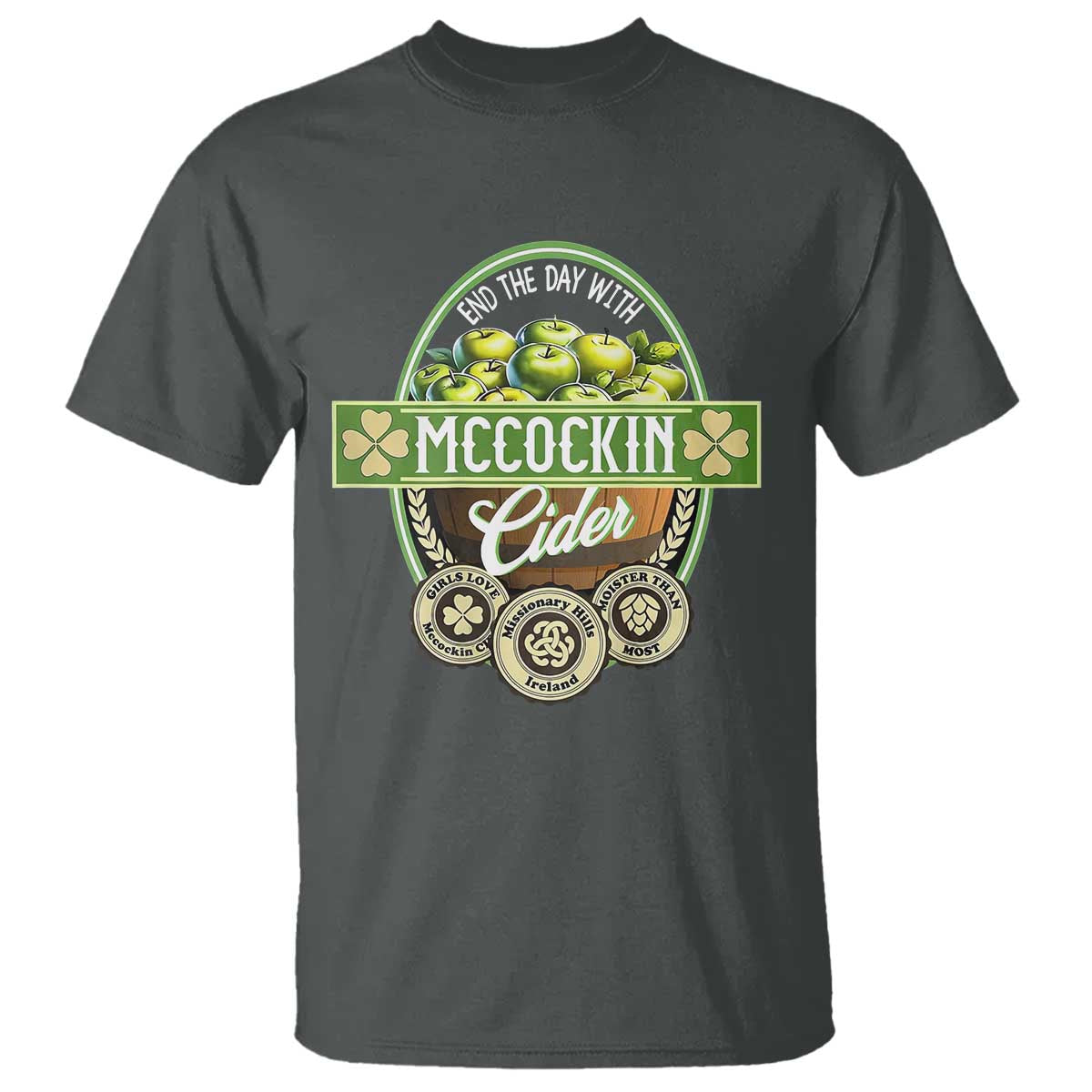 Mccockin Cider T Shirt - Funny St Patrick's Day TS02 Dark Heather Print Your Wear