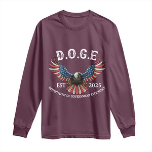 DOGE Department Of Government Efficiency Long Sleeve Shirt Est 2025 American Eagle TS02 Maroon Print Your Wear