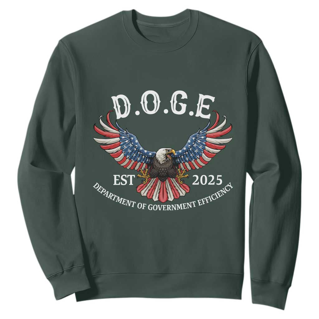 DOGE Department Of Government Efficiency Sweatshirt Est 2025 American Eagle TS02 Dark Forest Green Print Your Wear