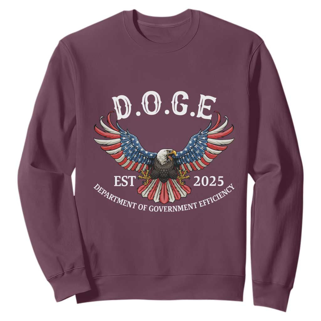 DOGE Department Of Government Efficiency Sweatshirt Est 2025 American Eagle TS02 Maroon Print Your Wear