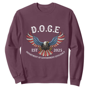 DOGE Department Of Government Efficiency Sweatshirt Est 2025 American Eagle TS02 Maroon Print Your Wear