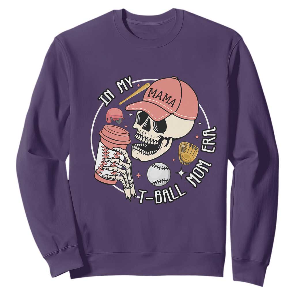 In My T-Ball Mom Era Skeleton Sweatshirt Baseball Mother's Day TS02 Purple Print Your Wear
