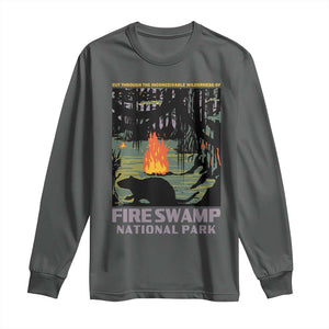 Fire Swamp National Park Long Sleeve Shirt Inconceivable Fantasy Adventure TS02 Dark Heather Print Your Wear