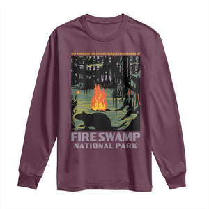 Fire Swamp National Park Long Sleeve Shirt Inconceivable Fantasy Adventure TS02 Maroon Print Your Wear