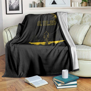 Bigfoot August 12 2026 Total Solar Eclipse Throw Blanket Totality Sasquatch Cryptid Stargazer Memorabilia TS02 Print Your Wear