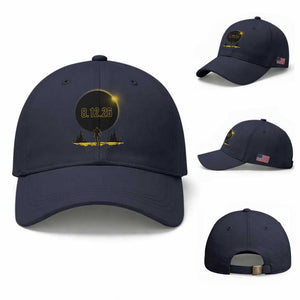 Bigfoot August 12 2026 Total Solar Eclipse Baseball Cap Totality Sasquatch Cryptid Stargazer Memorabilia TS02 Baseball Cap Universal Fit Navy Print Your Wear