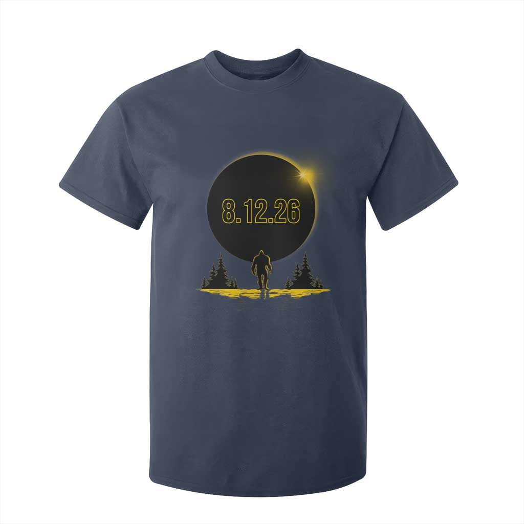 Bigfoot August 12 2026 Total Solar Eclipse T Shirt For Kid Totality Sasquatch Cryptid Stargazer Memorabilia TS02 Navy Print Your Wear