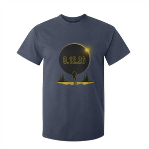 Bigfoot August 12 2026 Total Solar Eclipse T Shirt For Kid Totality Sasquatch Cryptid Stargazer Memorabilia TS02 Navy Print Your Wear