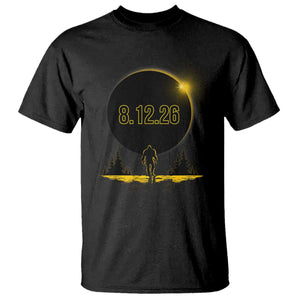 Bigfoot August 12 2026 Total Solar Eclipse T Shirt Totality Sasquatch Cryptid Stargazer Memorabilia TS02 Black Print Your Wear