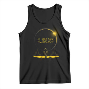 Bigfoot August 12 2026 Total Solar Eclipse Tank Top Totality Sasquatch Cryptid Stargazer Memorabilia TS02 Black Print Your Wear