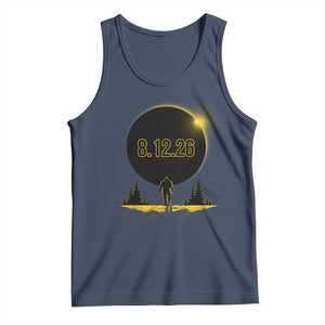 Bigfoot August 12 2026 Total Solar Eclipse Tank Top Totality Sasquatch Cryptid Stargazer Memorabilia TS02 Navy Print Your Wear