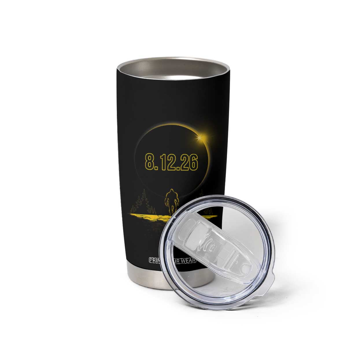 Bigfoot August 12 2026 Total Solar Eclipse Tumbler Cup Totality Sasquatch Cryptid Stargazer Memorabilia TS02 Print Your Wear