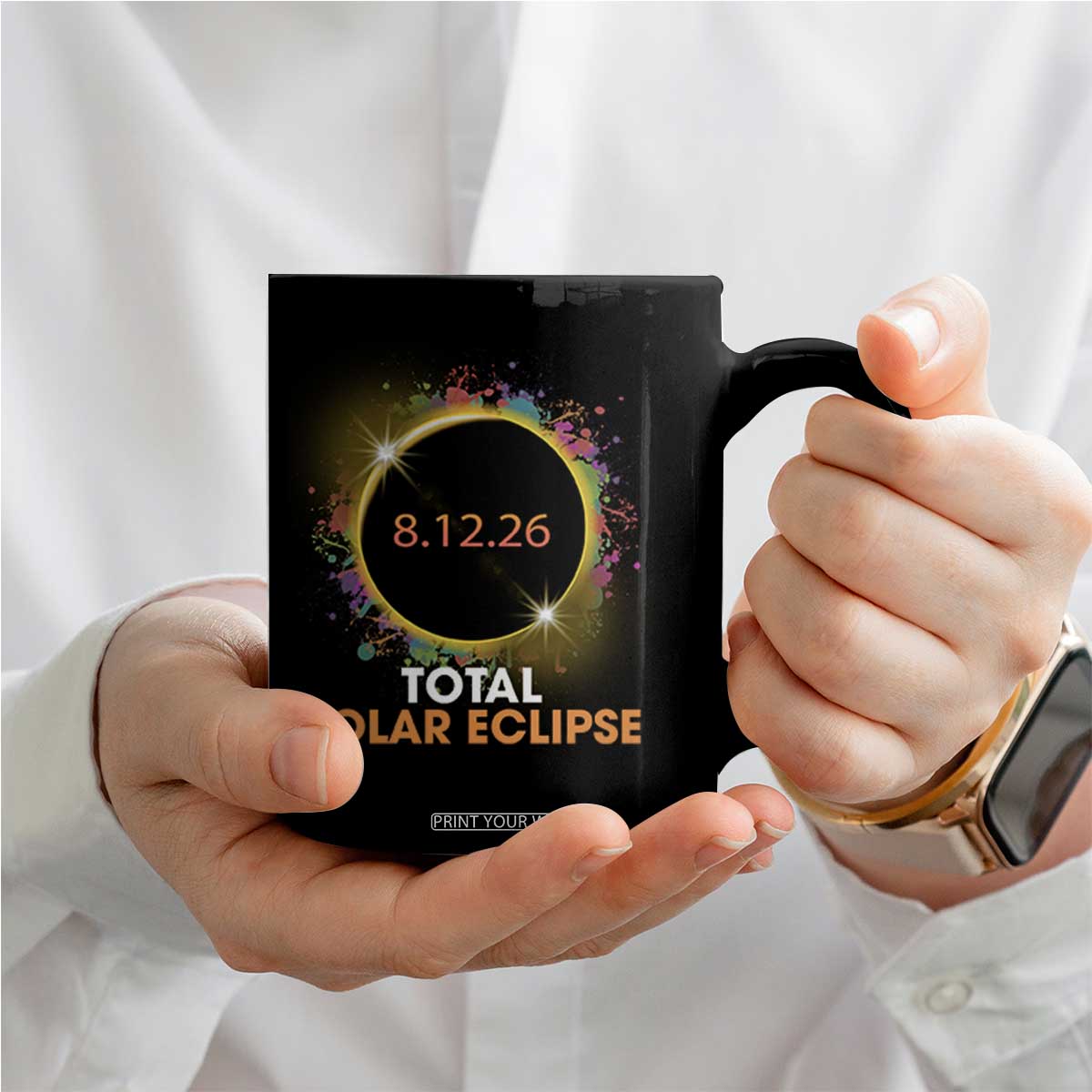Colorful Paint Splatter 2026 Total Solar Eclipse Totality Astronomy Coffee Mug TS02 Print Your Wear