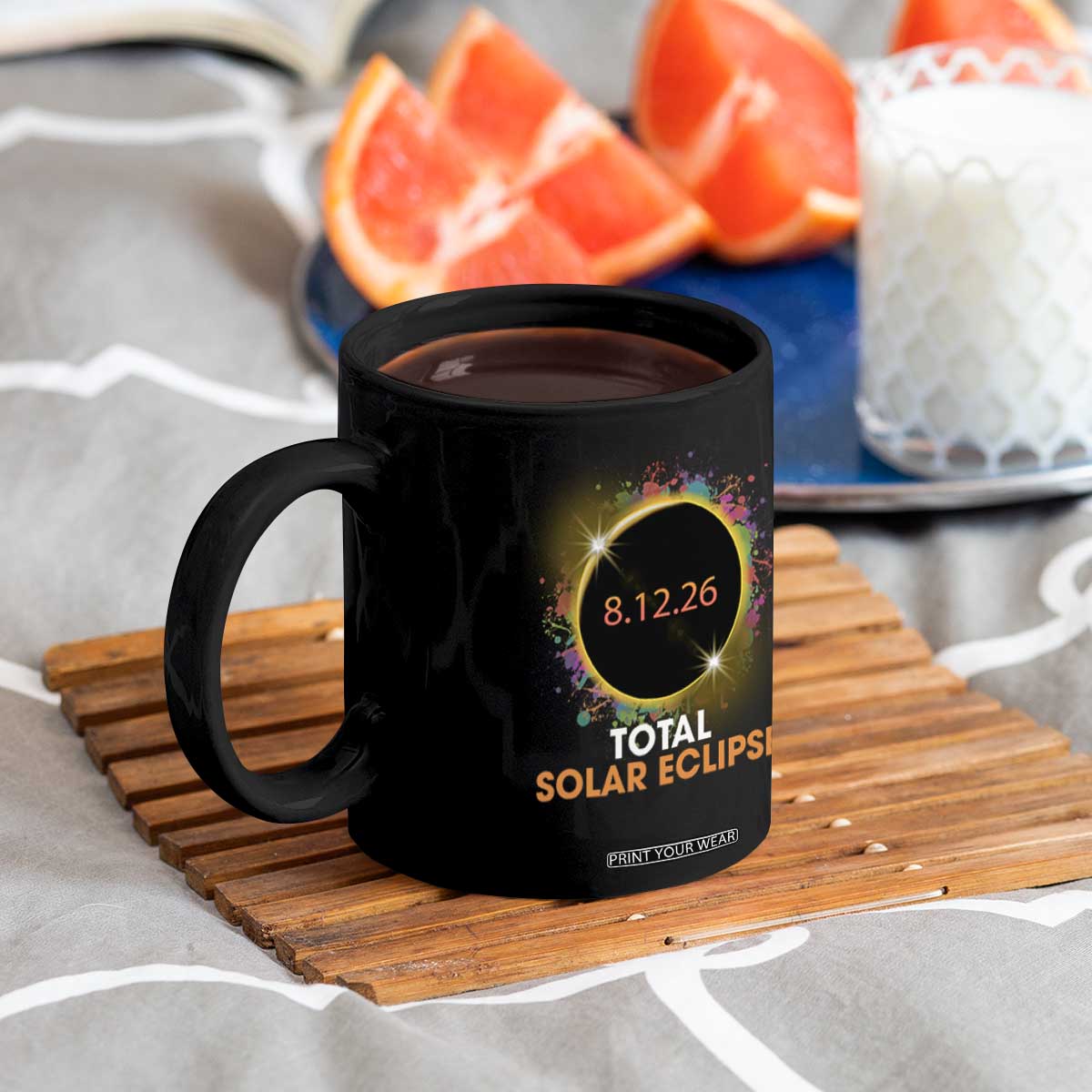 Colorful Paint Splatter 2026 Total Solar Eclipse Totality Astronomy Coffee Mug TS02 Print Your Wear