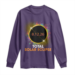 Colorful Paint Splatter 2026 Total Solar Eclipse Totality Astronomy Long Sleeve Shirt TS02 Purple Print Your Wear