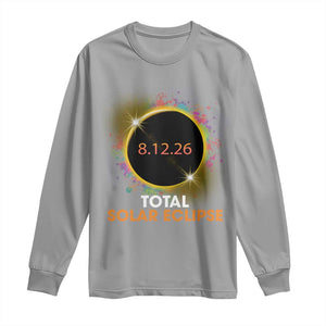 Colorful Paint Splatter 2026 Total Solar Eclipse Totality Astronomy Long Sleeve Shirt TS02 Sport Gray Print Your Wear
