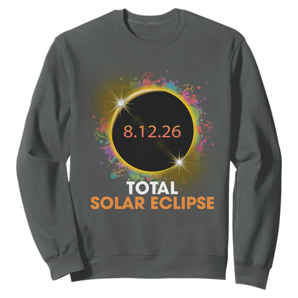 Colorful Paint Splatter 2026 Total Solar Eclipse Totality Astronomy Sweatshirt TS02 Dark Heather Print Your Wear