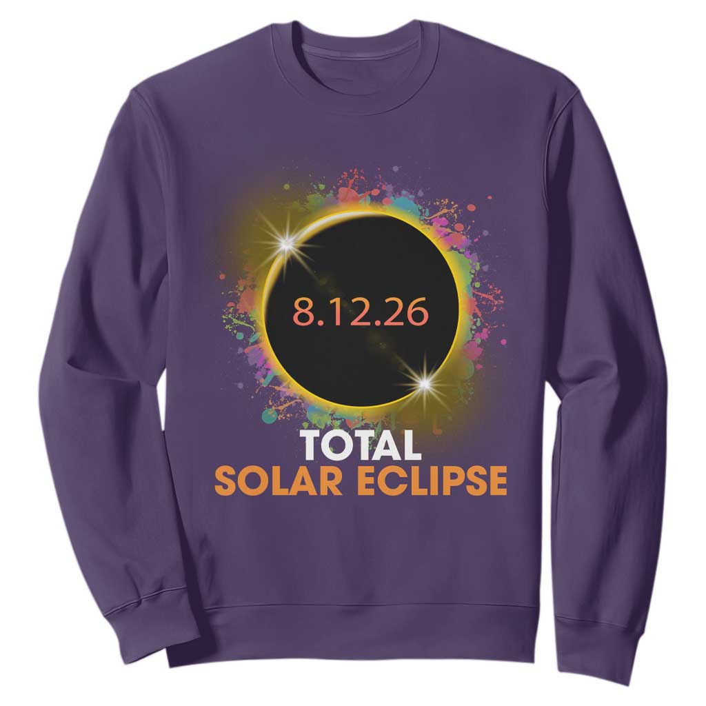 Colorful Paint Splatter 2026 Total Solar Eclipse Totality Astronomy Sweatshirt TS02 Purple Print Your Wear