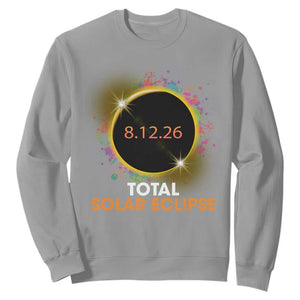 Colorful Paint Splatter 2026 Total Solar Eclipse Totality Astronomy Sweatshirt TS02 Sport Gray Print Your Wear