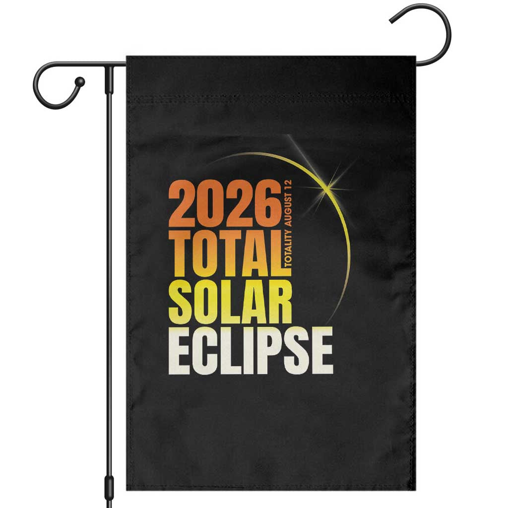 2026 Total Solar Eclipse August 12 Garden Flag Totality Modern Space Graphic TS02 Black Print Your Wear