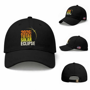 2026 Total Solar Eclipse August 12 Baseball Cap Totality Modern Space Graphic TS02 Baseball Cap Universal Fit Black Print Your Wear