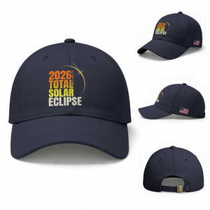 2026 Total Solar Eclipse August 12 Baseball Cap Totality Modern Space Graphic TS02 Baseball Cap Universal Fit Navy Print Your Wear