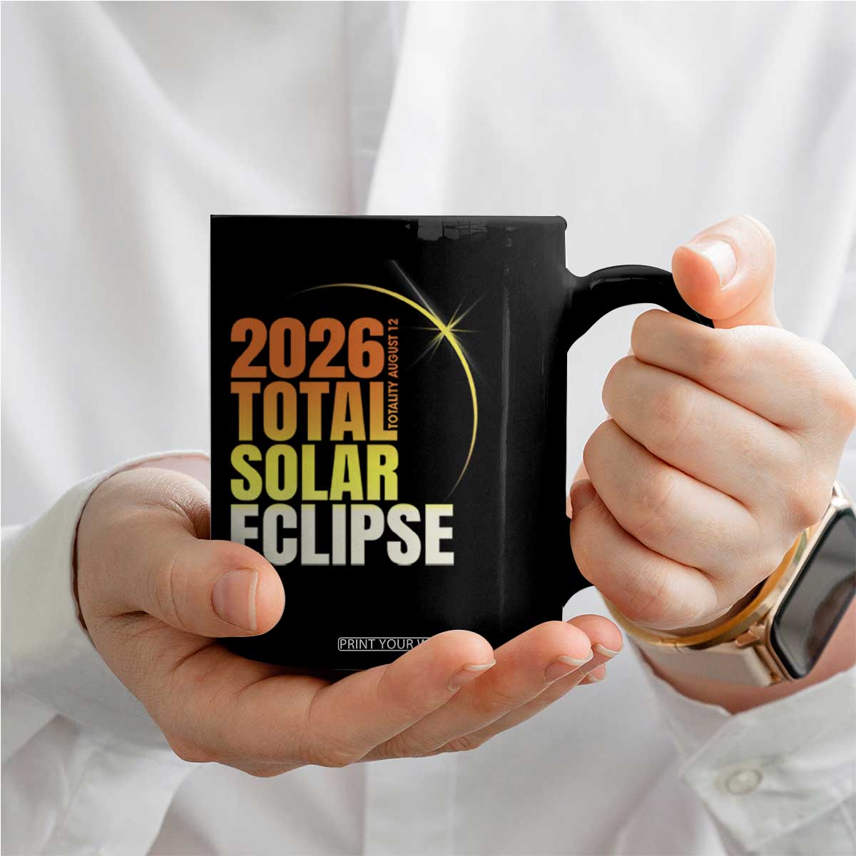 2026 Total Solar Eclipse August 12 Coffee Mug Totality Modern Space Graphic TS02 Print Your Wear
