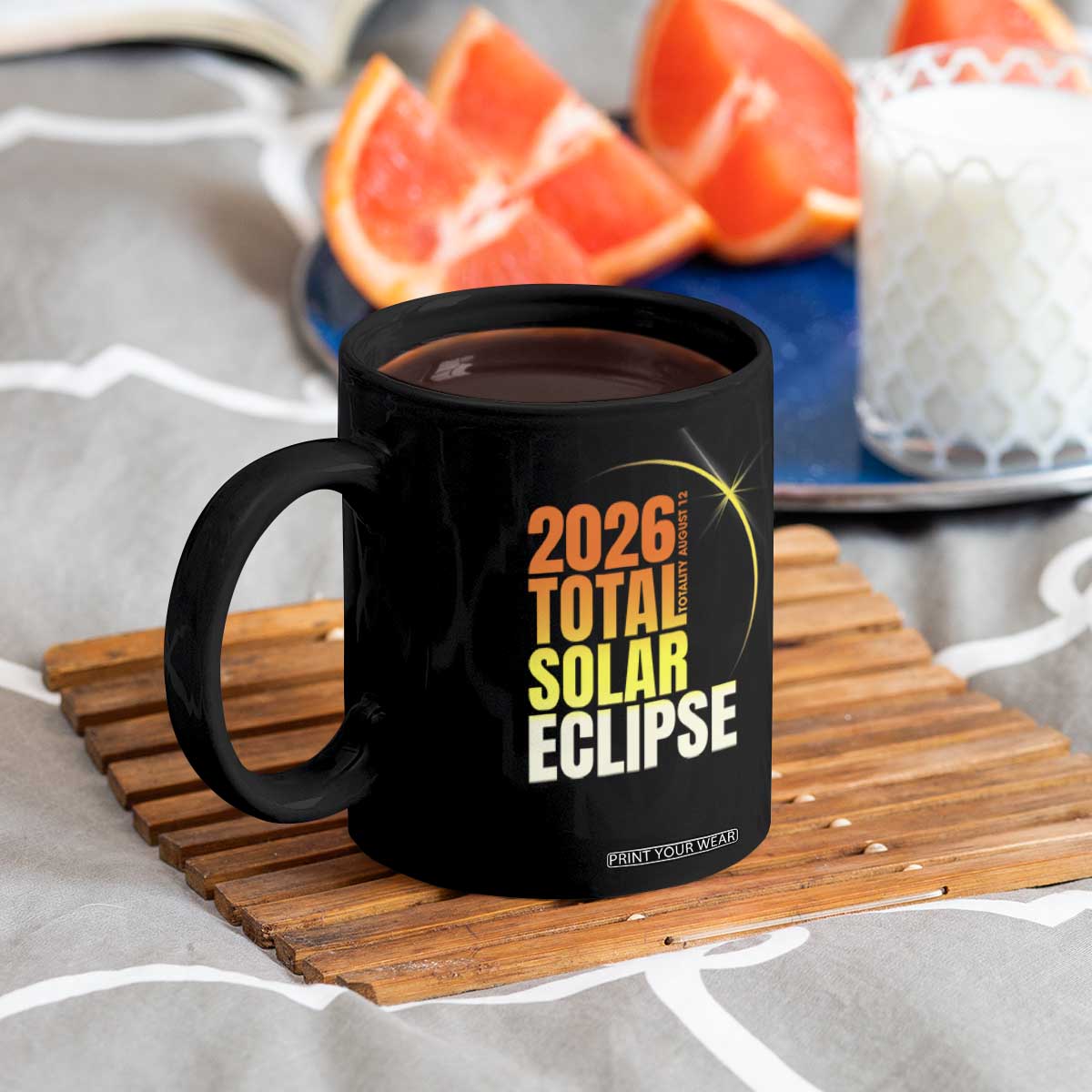 2026 Total Solar Eclipse August 12 Coffee Mug Totality Modern Space Graphic TS02 Print Your Wear