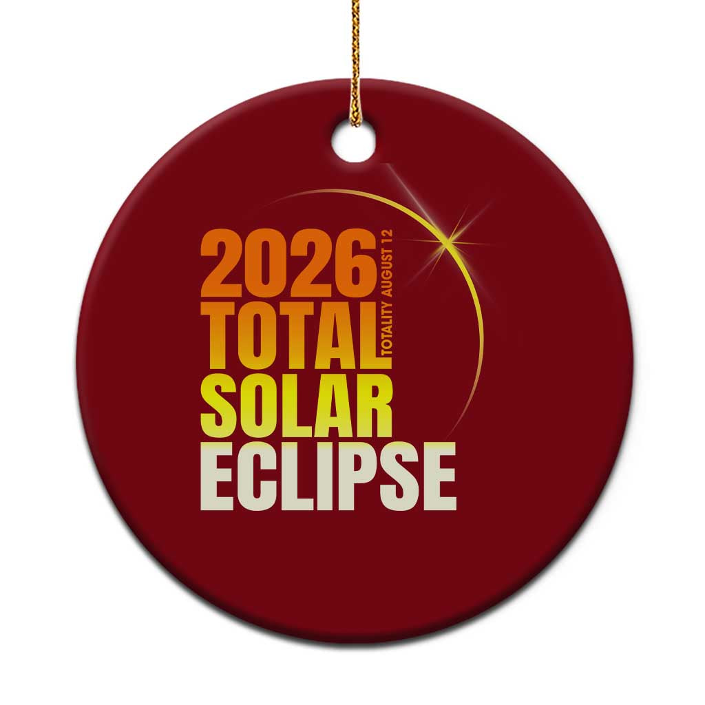 2026 Total Solar Eclipse August 12 Ceramic Ornament Totality Modern Space Graphic TS02 1pc Red Print Your Wear