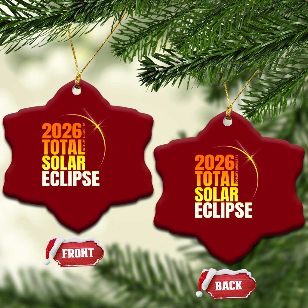 2026 Total Solar Eclipse August 12 Ceramic Ornament Totality Modern Space Graphic TS02 Print Your Wear