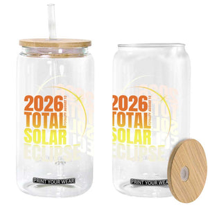 2026 Total Solar Eclipse August 12 Glass Can Totality Modern Space Graphic TS02 Print Your Wear