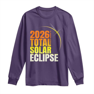 2026 Total Solar Eclipse August 12 Long Sleeve Shirt Totality Modern Space Graphic TS02 Purple Print Your Wear