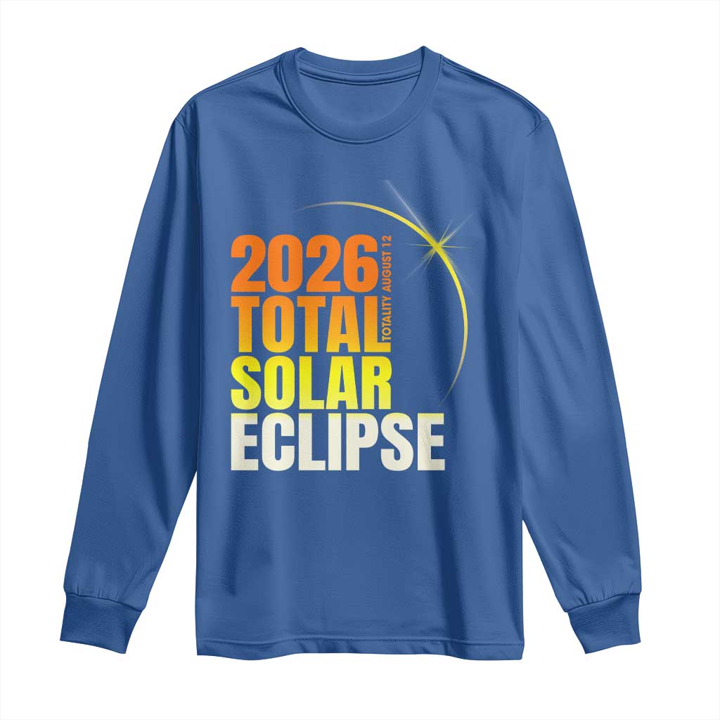 2026 Total Solar Eclipse August 12 Long Sleeve Shirt Totality Modern Space Graphic TS02 Royal Blue Print Your Wear