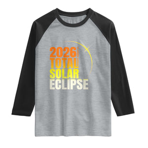 2026 Total Solar Eclipse August 12 Raglan Shirt Totality Modern Space Graphic TS02 Heather Gray Black Print Your Wear