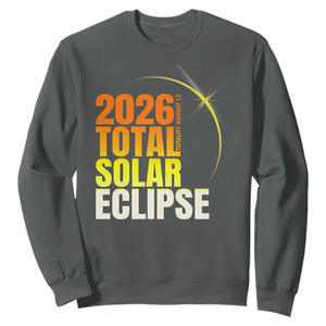 2026 Total Solar Eclipse August 12 Sweatshirt Totality Modern Space Graphic TS02 Dark Heather Print Your Wear
