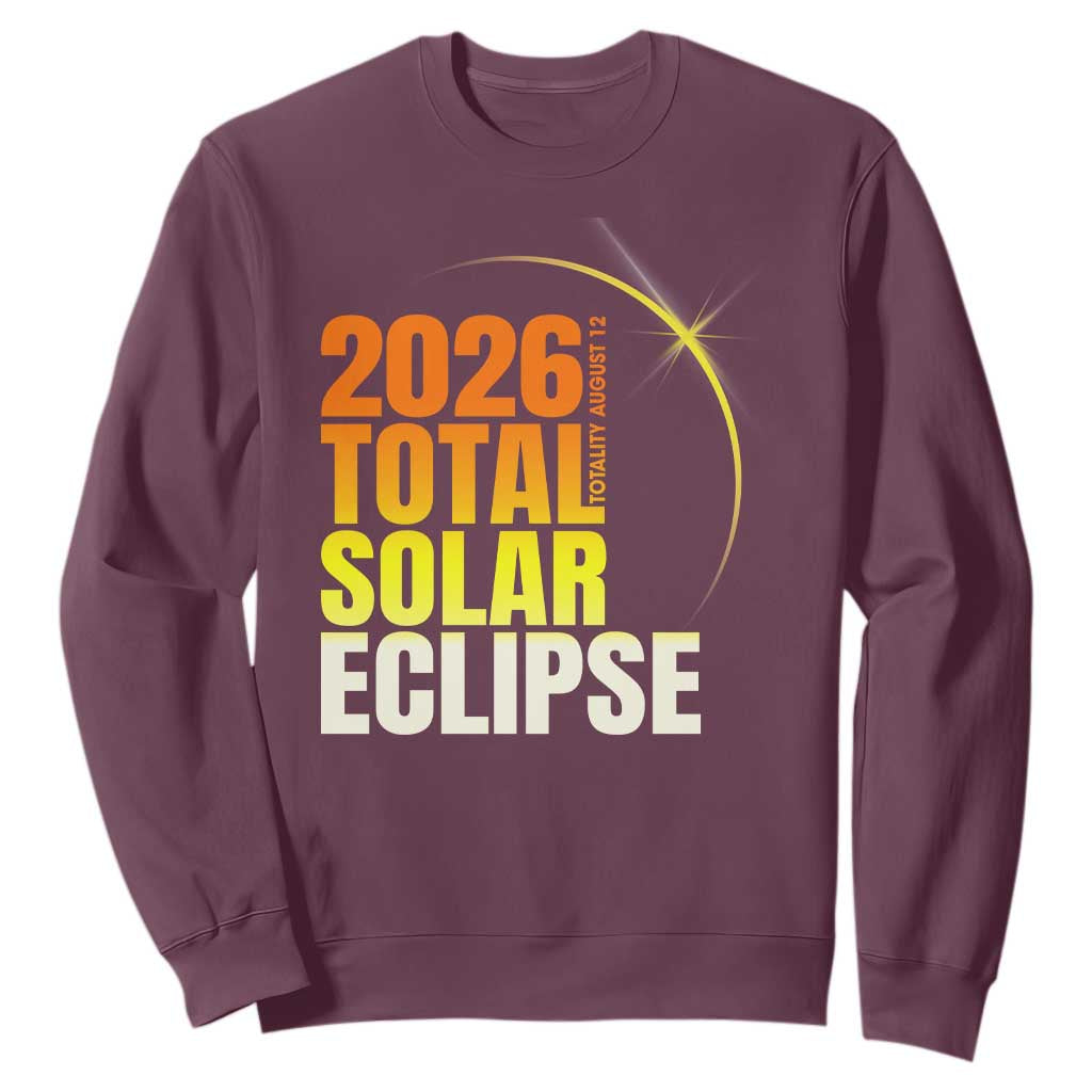 2026 Total Solar Eclipse August 12 Sweatshirt Totality Modern Space Graphic TS02 Maroon Print Your Wear