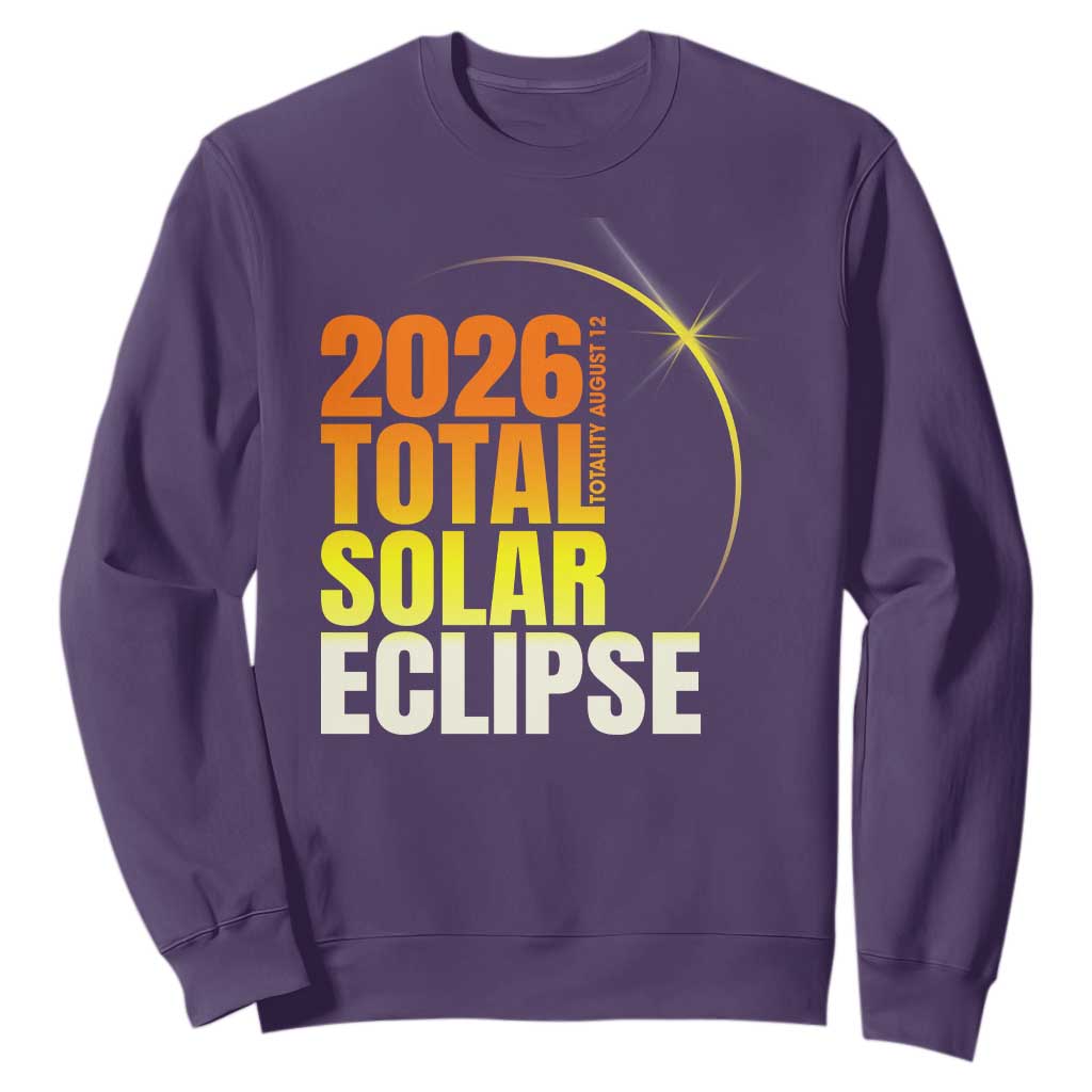 2026 Total Solar Eclipse August 12 Sweatshirt Totality Modern Space Graphic TS02 Purple Print Your Wear